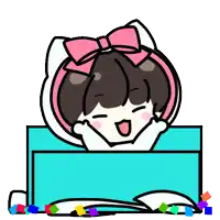 a cartoon drawing of a girl with a pink bow