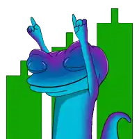 a blue and purple lizard is giving a middle finger