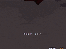 a video game screen shows a statue with the words insert coin below it