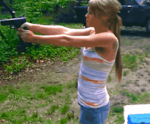 girl shooting gun casing hotcasing