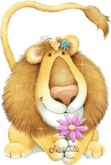 Hola Lion GIF - Hola Lion Flower GIFs