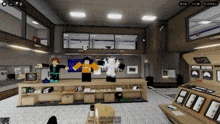 a screenshot of a video game shows a man in an orange shirt that says ' a ' on it