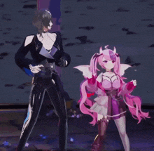 a man and a girl are standing next to each other in a video game