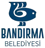 a blue logo for bandirma belediyesi with a bird
