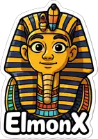 a cartoon illustration of a pharaoh with the name elmonyx written below it