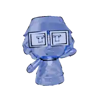 a drawing of a cartoon character with the letter t on his eyes