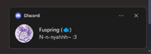 a screenshot of a discord conversation between fuspring and n-n-nyahhh- 3