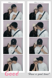 a couple posing for a photo with the words have a good time