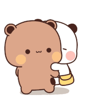 a cartoon of a bear hugging another bear with the letter m written on it