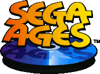 a sega ages logo with a cd in the center