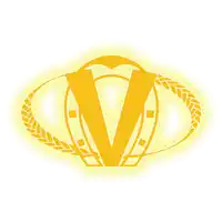 a purple letter v is surrounded by wheat ears