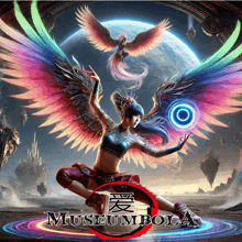 a painting of a woman with wings and the words museum bola