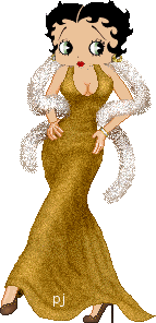 Betty Boop Sticker - Betty Boop Gold Glitter Evening Gown Stickers