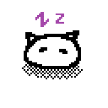 a pixel art drawing of a panda bear with the letter z above it