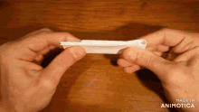 a person is holding a piece of paper and the words made in animotica are visible