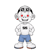 a cartoon character wearing a shirt that says sis on it