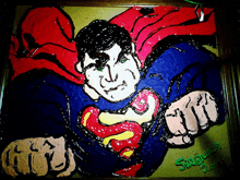 a painting of superman with the name singh written on it