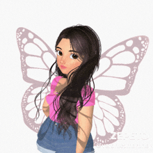 a cartoon girl with butterfly wings and the name zepeto