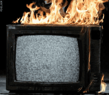 голосование телевизор помехи пожар огонь GIF