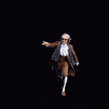 a man wearing a wig and sunglasses is making a funny face
