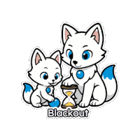 a blackout sticker with two white foxes