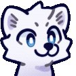 a pixel art drawing of a white tiger with blue eyes .