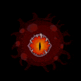 a cartoon drawing of a monster with a red eye and teeth