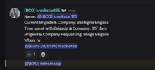 a screenshot of a conversation between bco knockstar125 and euro-20/bsm