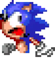 a pixel art drawing of sonic the hedgehog running