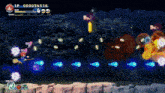 a video game with a girl on a broom and the number 1p on the top