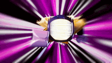 a purple background with a white circle in the center