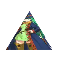 a pixel art of a girl in a triangle
