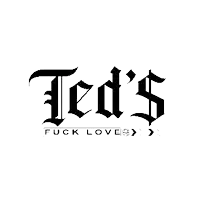 a black and white logo for ted 's says " fuck love "