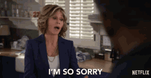 a woman says i 'm so sorry in front of a man