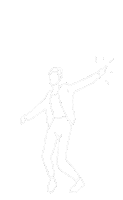 a silhouette of a man dancing with his arms outstretched .