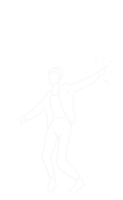 a silhouette of a man dancing with his arms outstretched .