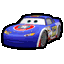 a pixel art drawing of a blue car from the movie cars .