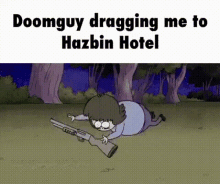 Doomguy Hazbin Hotel GIF - Doomguy Hazbin Hotel Dragging Me GIFs