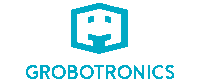 a logo for grobotonics with a smiley face in a hexagon