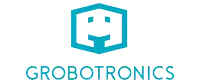 a logo for grobotonics with a smiley face in a hexagon