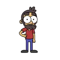 a cartoon of a man with a beard and glasses giving a thumbs up