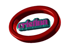 a red circle with the word cristina inside