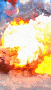 a painting of a colorful explosion with a white background