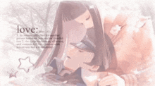 a picture of a man and a woman with the word love at the top