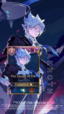a picture of a man with the name nakroth