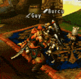 a video game character named guy is standing on a carpet