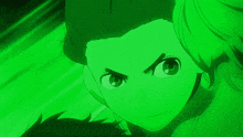 a green background with a girl 's face visible