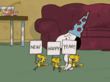 happy new year snoopy celebrate