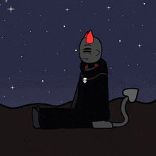a cartoon drawing of a devil with red horns