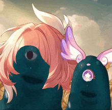 a drawing of a girl with pink hair and a star on her eye